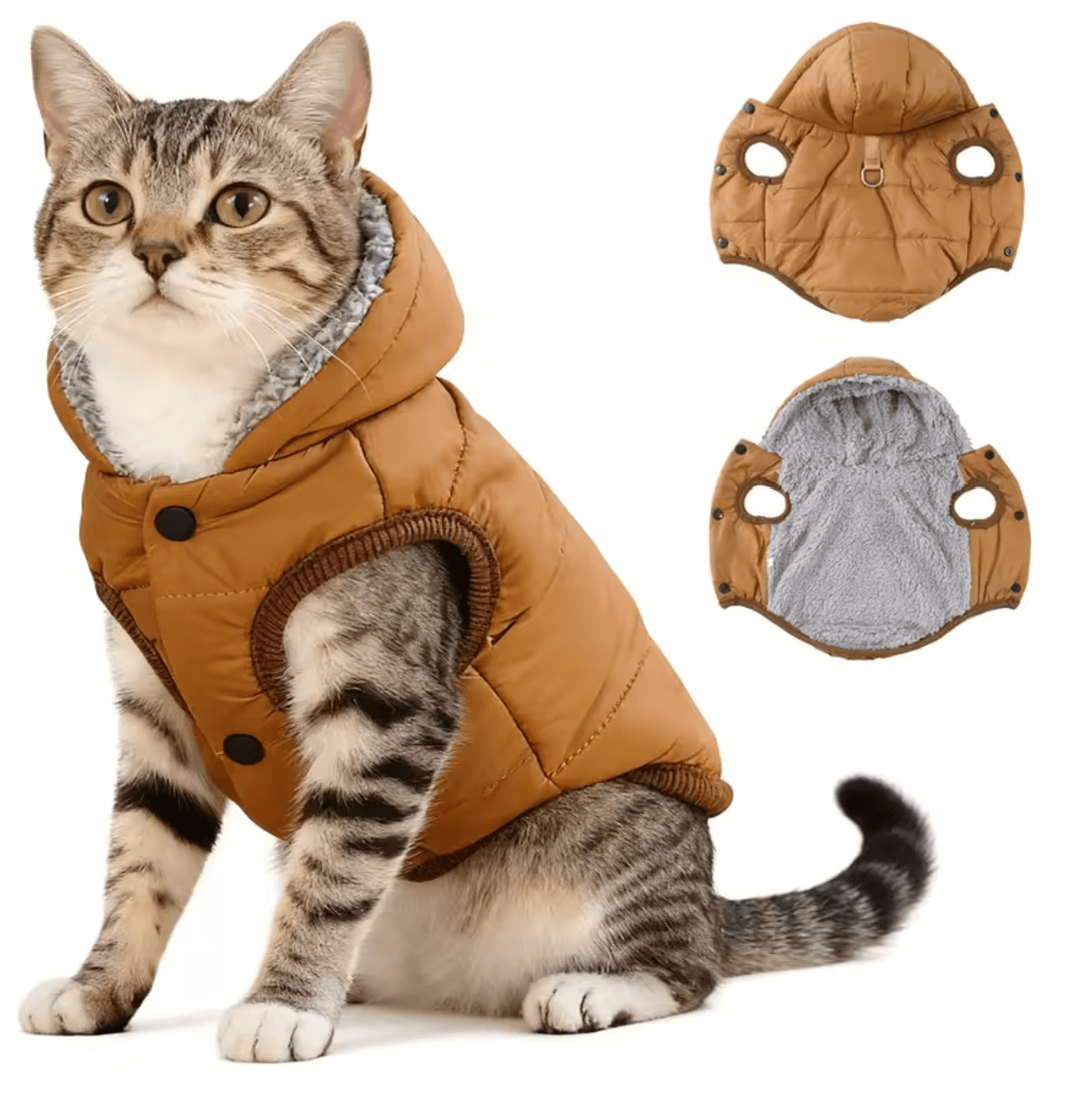 Warm fleece pet hoodie vest for dogs and cats - soft winter coat