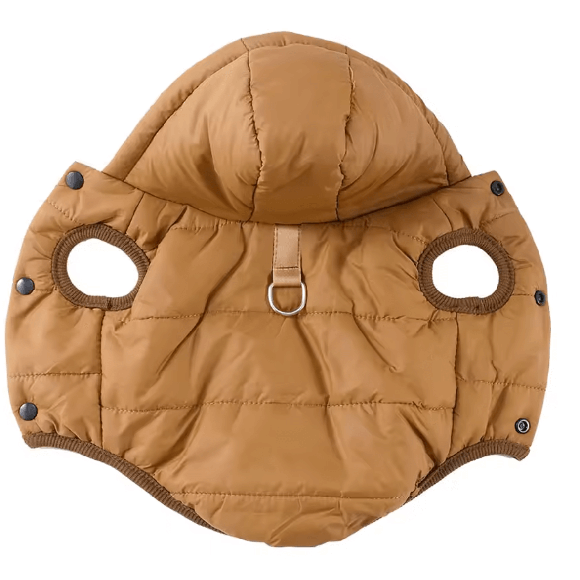 Warm fleece pet hoodie vest for small and medium dogs and cats in a brown color, featuring a comfortable hood.