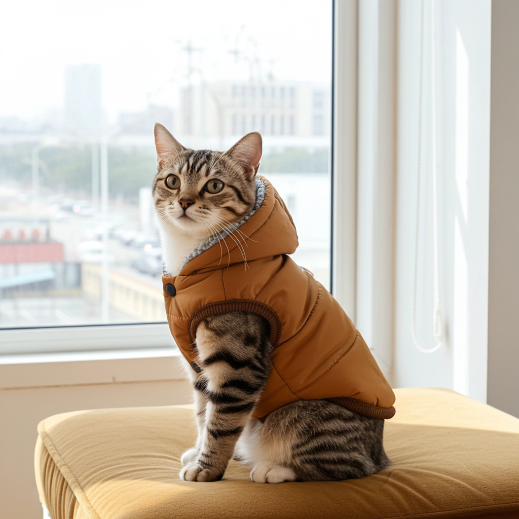 Warm Fleece Pet Hoodie Vest for Dogs & Cats – Soft Winter Coat with Hood